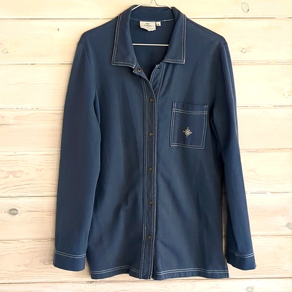 Hot Cotton VTG 90's Snap Front Jacket Top 100% Cotton Soft Boho Grandpa Core